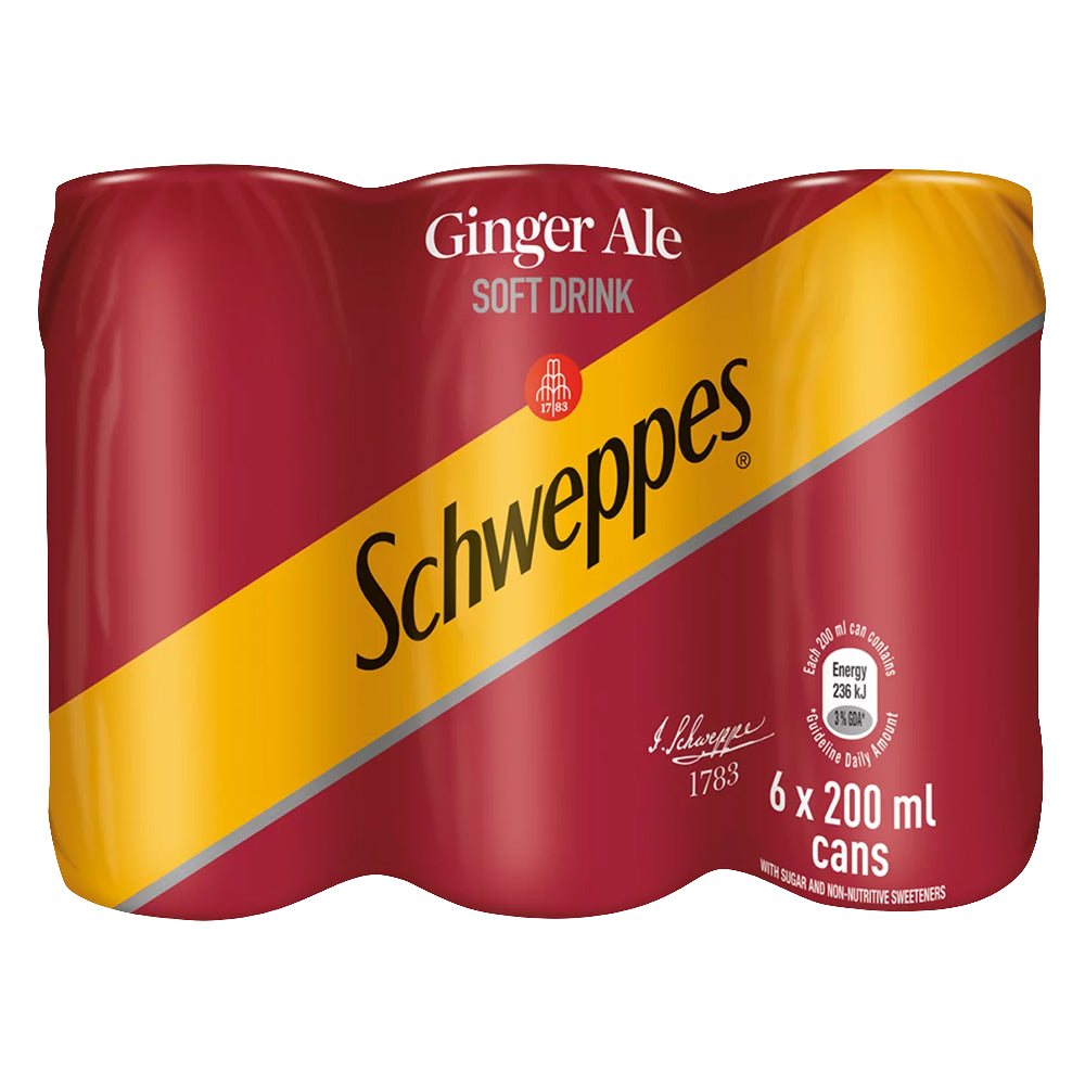 Schweppes Ginger Ale Lata de 200ml Pacote com 6