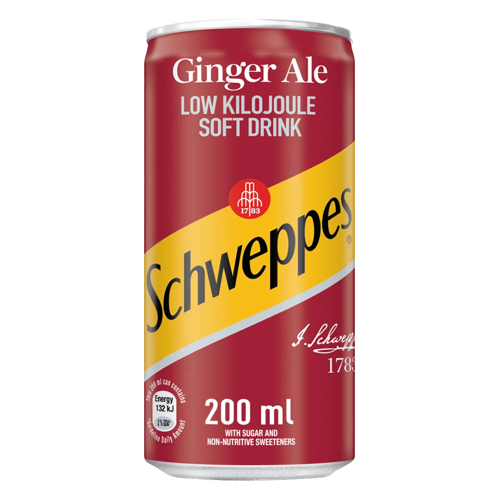 Schweppes Ginger Ale Lata de 200ml Pacote com 6