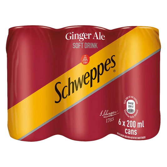 Schweppes Ginger Ale Lata de 200ml Pacote com 6